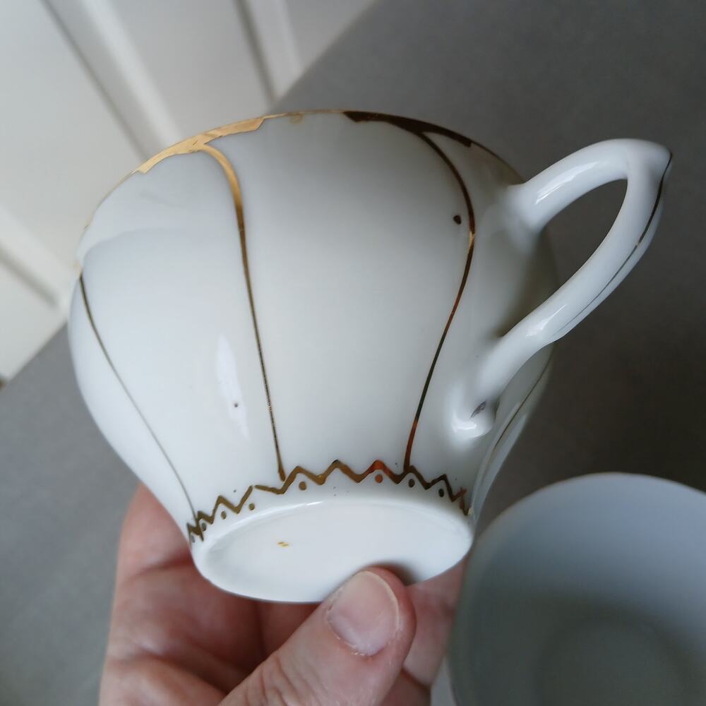 Inarco INA5 set of teacup & snack plate replacement porcelain china gold - Picture 10 of 16
